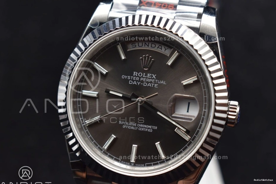 Stretchable Bracelet Dial DayDate V Grey Markers 40 904L Stick Steel On A2836 GMF 704 President Weighted Tungsten 0420